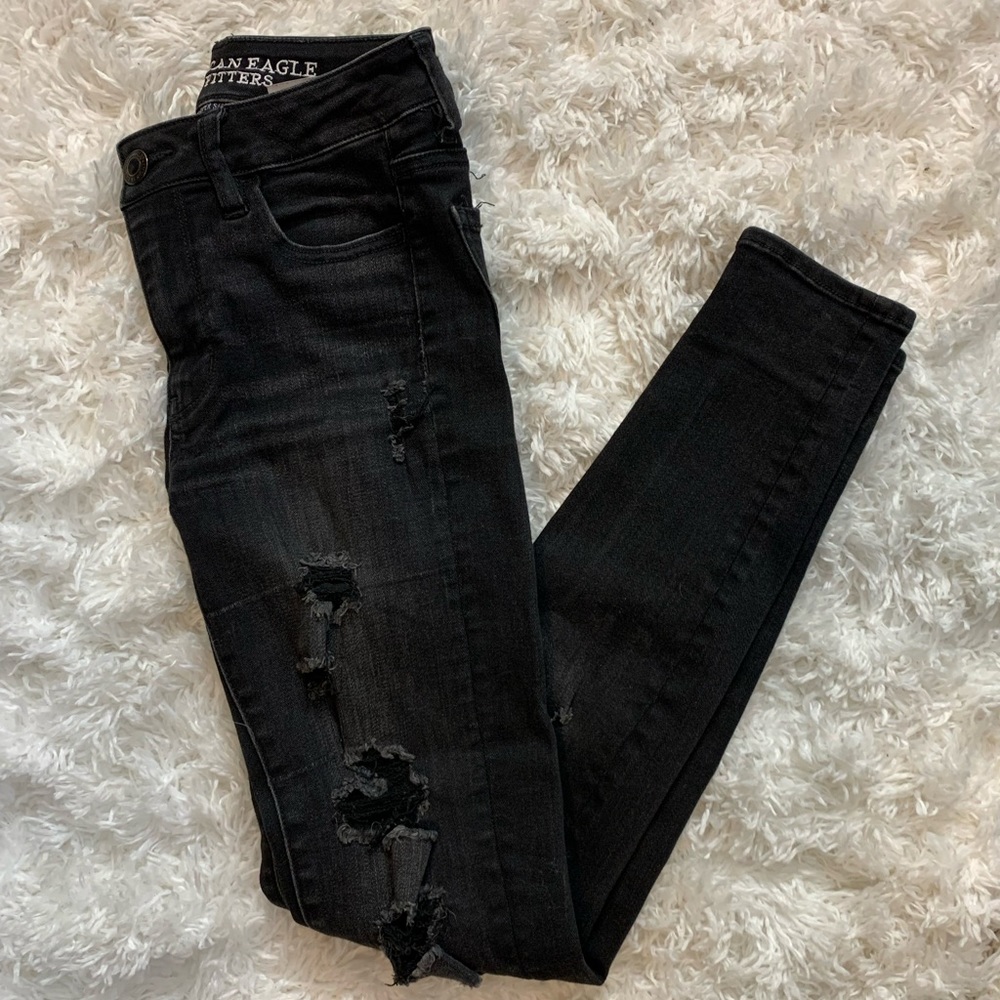 American Eagle Black Ri-Rise Jegging